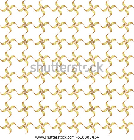 Vector seamless pattern in Christmas traditional colors. Abstract white background with golden geometric ornament. Can be used for digital paper, textile print, page fill.