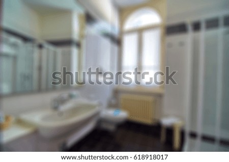 Picture blurred for background abstract and can be illustration Clean and fresh bathroom with natural light