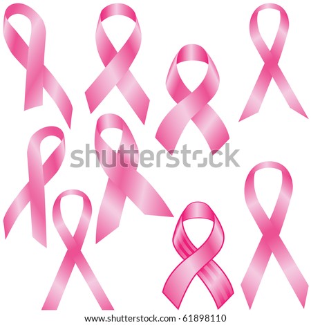 Set of pink breast cancer ribbons vector