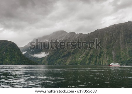 landscape of high mountain glacier at Milford sound, New Zealand
