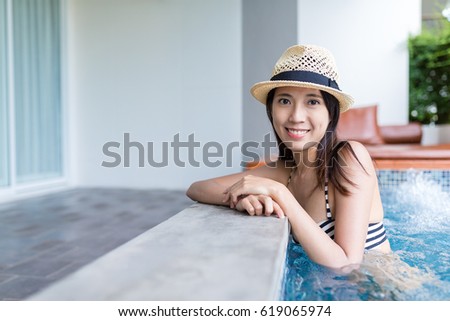Woman enjoy jacuzzi pool 