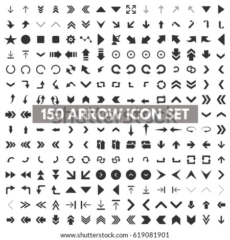 Modern arrow pictogram minimal, flat, solid, monochrome, plain, contemporary style. Vector illustration web internet design elements  Royalty-Free Stock Photo #619081901