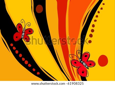 Stock illustration of two butterflies on abstract background
