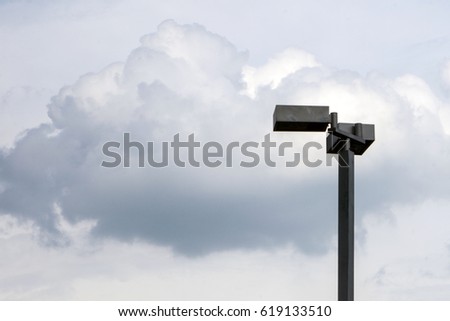 Lamp post electricity industry with sky background. Spotlight tower. street lamp. modern light pole., with copy space fot text.
