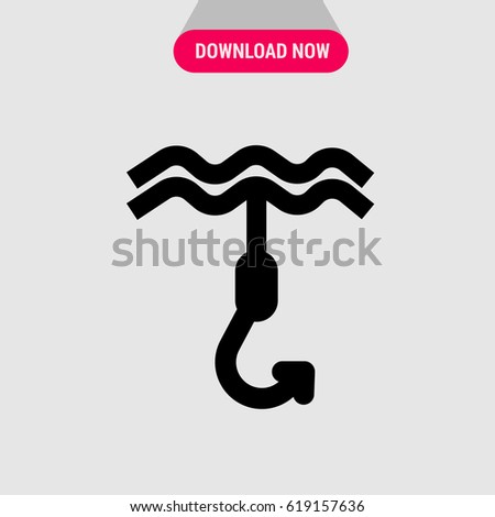 Fishing Hook Vector Icon, The symbol of special implement for fishing. Simple, modern flat vector illustration for mobile app, website or desktop app 