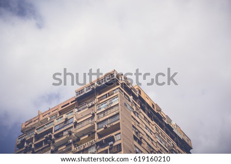 high buidling with view of sky background