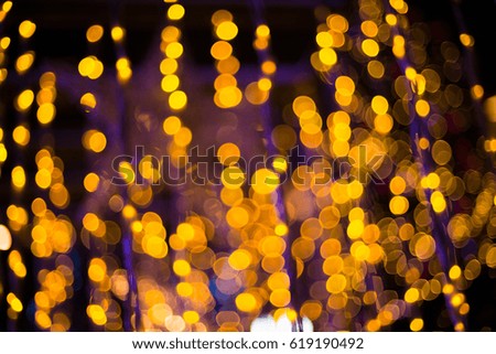 Gold christmas lights background, abstract bokeh lights.