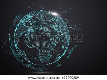 Futuristic globalization interface, a sense of science and technology abstract graphics. Royalty-Free Stock Photo #619200209