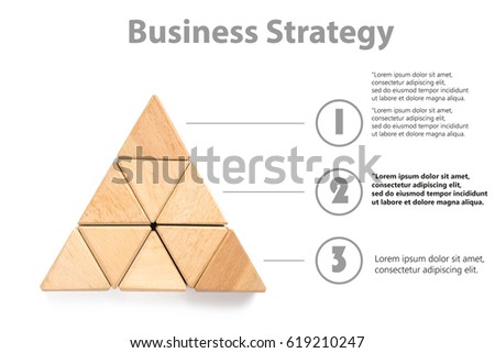 Wood block stacking as triangle. Business concept for growth success process with example text for use.