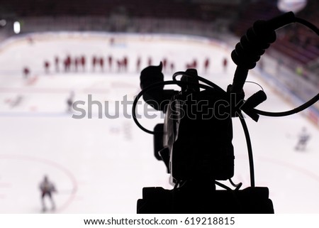 TV camera in the hockey palace of sports