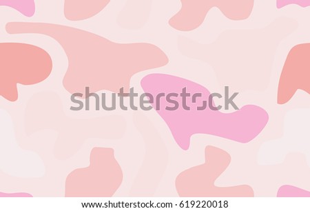 Camouflage seamless pattern Abstract vector illustration for printing on fabric, Wallpaper, textile, paper, wrapper. Different shades of pink color Background in military style 