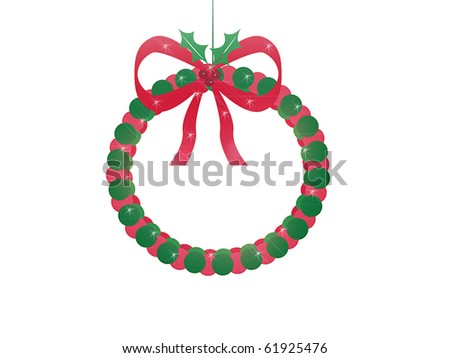Red & Green Christmas Wreath/Text