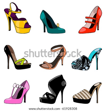 Vector set of elegant shoes illustration