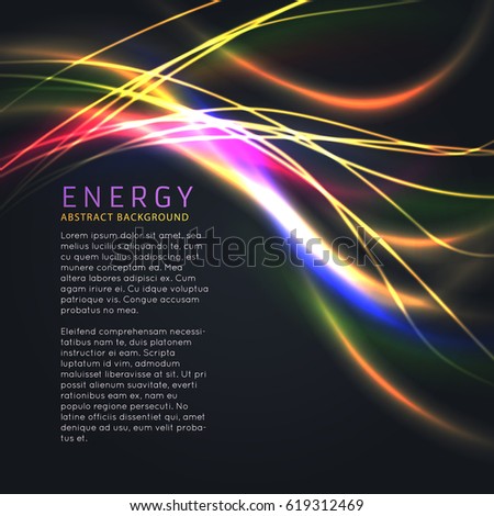 Neon rainbow waves and lines vector background
