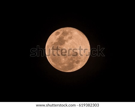 The full moon at night.