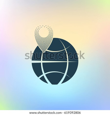 pin on globe icon vector illustration