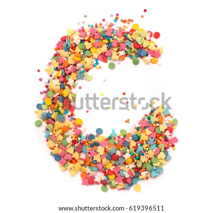 Candy alphabet of different colours. The letter c