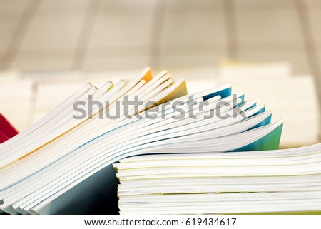 Books on the shelf isolated on white background
