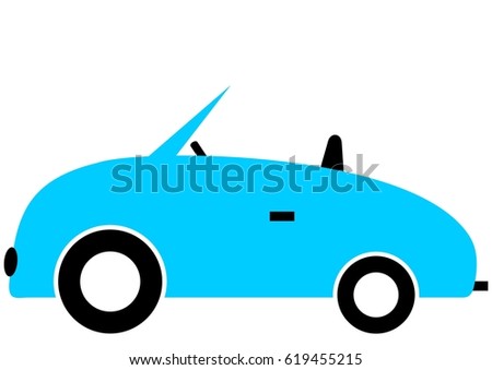 blue car, vector icon, simple illustration