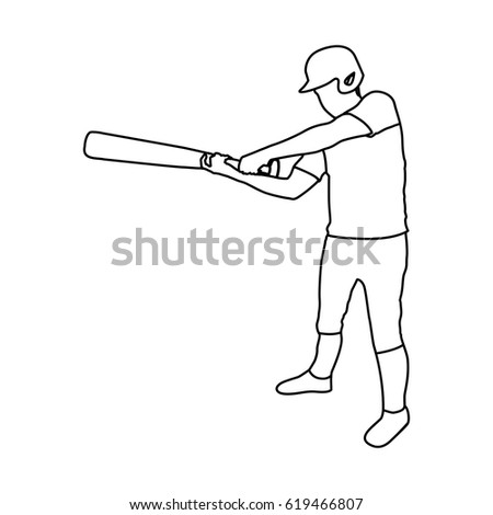 monochrome contour of baseball player with baseball bat vector illustration