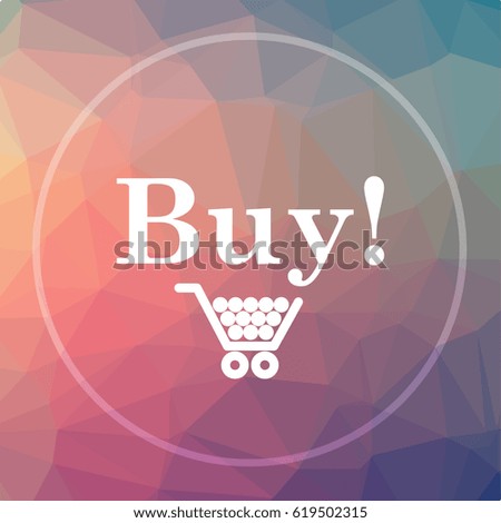 Buy icon. Buy website button on low poly background.
