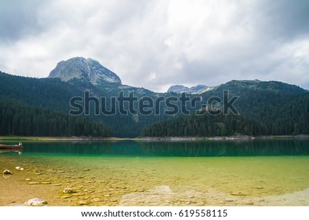 A beautiful lake in the mountains. Black Lake, Montenegro.
