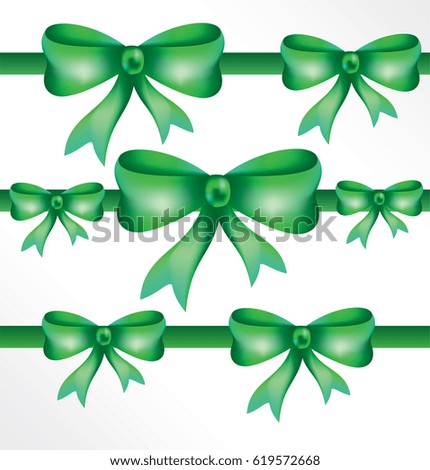 Set of beautiful decorative bows with horizontal ribbon for gift decoration.