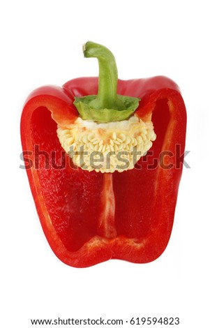 slice of red bell pepper isolated