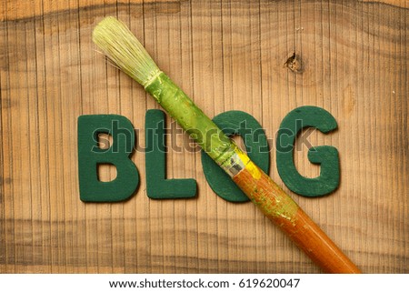 the word blog with the brush - closeup