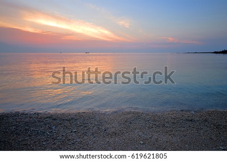 After sunset at the beach, Phangan island, Thailand.