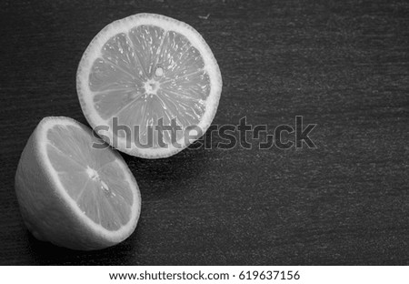 Lemon close up with black and white color