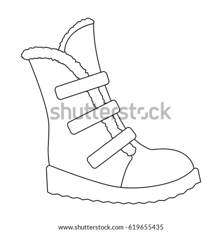 Tall winter boots made of wool with velcro. Shoes for explorers. Different shoes single icon in outline style vector symbol stock illustration.