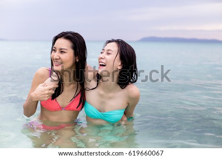 Cutie girls having a good time on vacation