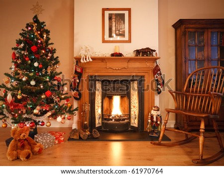 Christmas living room Royalty-Free Stock Photo #61970764