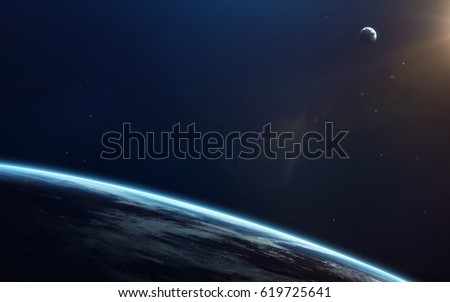 Little blue planet Earth in deep space. Elements of this image furnished by NASA