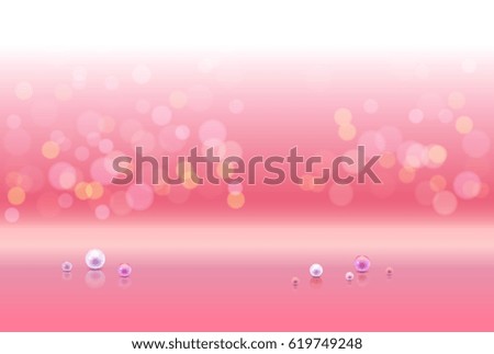 Pink shiny sparkle bokeh background and light place. Rose pearls and empty place for objects. Vector illustration stock vector.