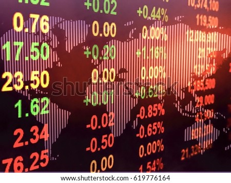 colorful data number with world map background,business and finance concept