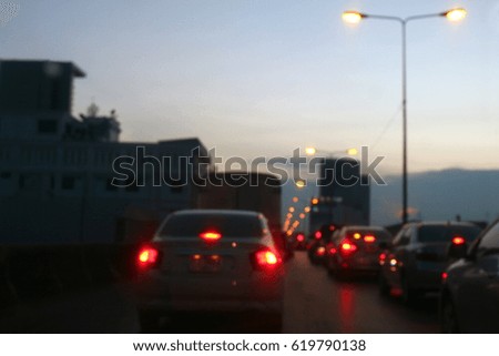 Blurred picture Traffic jam in the evening in the city night for background
