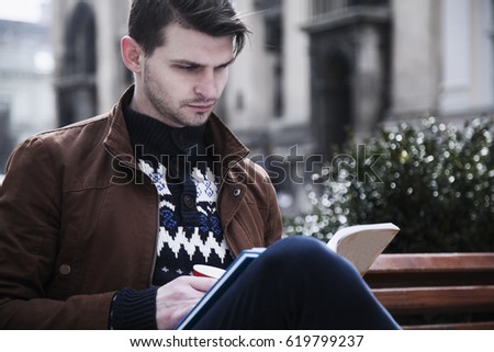 Education. Young male student preparing for exams.(self-development, learning, success concept)