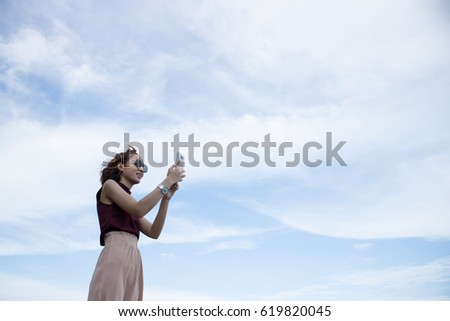 Women Selfie with Sky Background