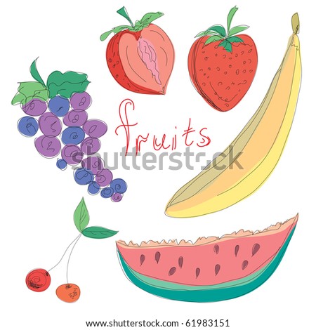 Set of hand drawn fruits