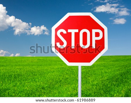 roadside red stop sign in outdoor