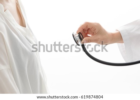 Doctor examining doctor, female doctor, stethoscope, patient