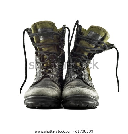 old boots isolated on white background