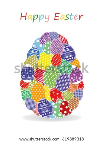 Easter eggs with a pattern in the shape of an oval. Greeting card for the holiday. Free space for text