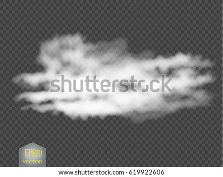 Fog or smoke isolated transparent special effect. White vector cloudiness, mist or smog background. Vector illustration

