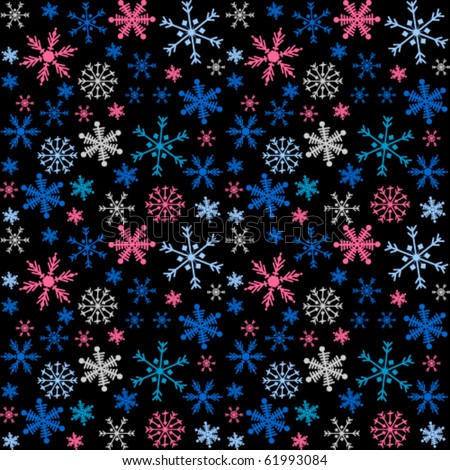 Seamless pattern with multicolored snowflakes