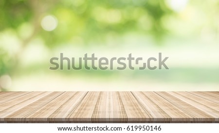 table top on blurred nature background,Space for placing products