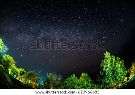 Milky way over Huai Nam Dang National Park in Chiang Mai, North of Thailand.