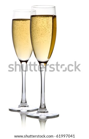 A glass of champagne, isolated on a white background. Royalty-Free Stock Photo #61997041